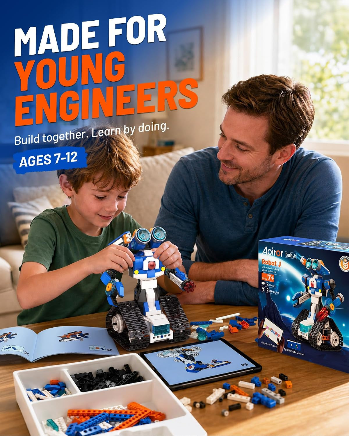 STEM Coding Robot Toy 6-In-1 Building Kit for Boys 8-12 480 Blocks