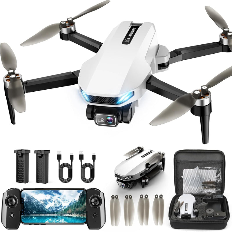 Drones with Camera for Adults 4K, GPS Drone with Auto Return, Follow Me, Circle Fly, Waypoint Fly, Optical Flow, Brushless Motor, Foldable 5G Transmission FPV Quadcopter under 250G