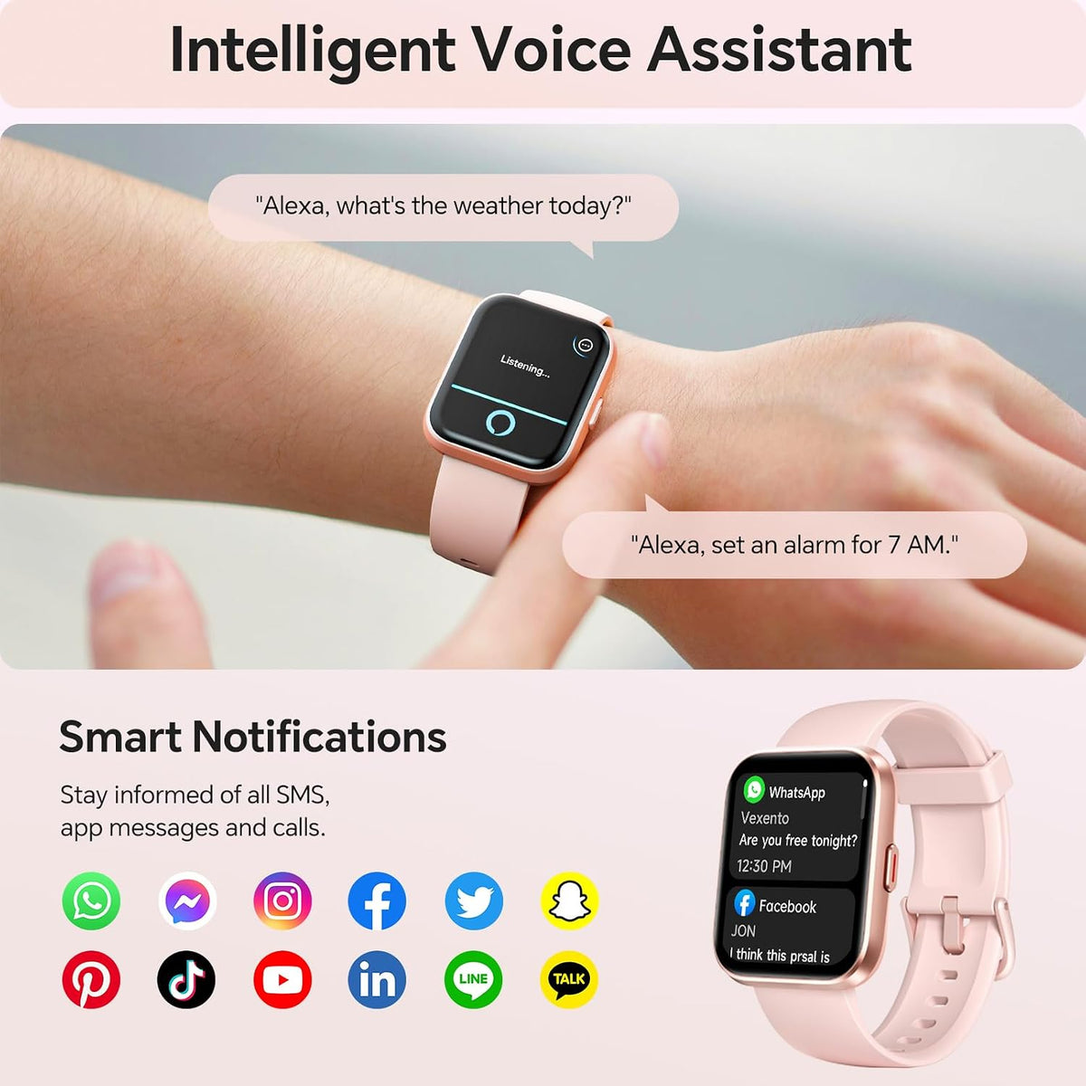 Smart Watches for Women Men, 1.85" Smart Watch Compatible Iphone/Samsung/Android (Answer/Make), Fitness Tracker with Heart Rate/Sleep Monitor, Smartwatch 3ATM Waterproof 120+ Sport Modes, Step Counter