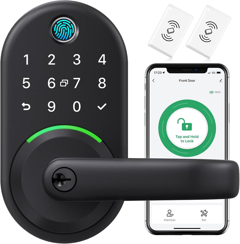Smart Door Handle Lock with Keypad,  Fingerprint Knob for Front Door